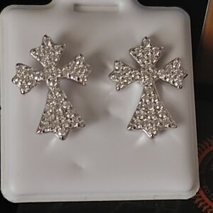 0.4 Ct Moissanite Diamond Silver Cross Earrings